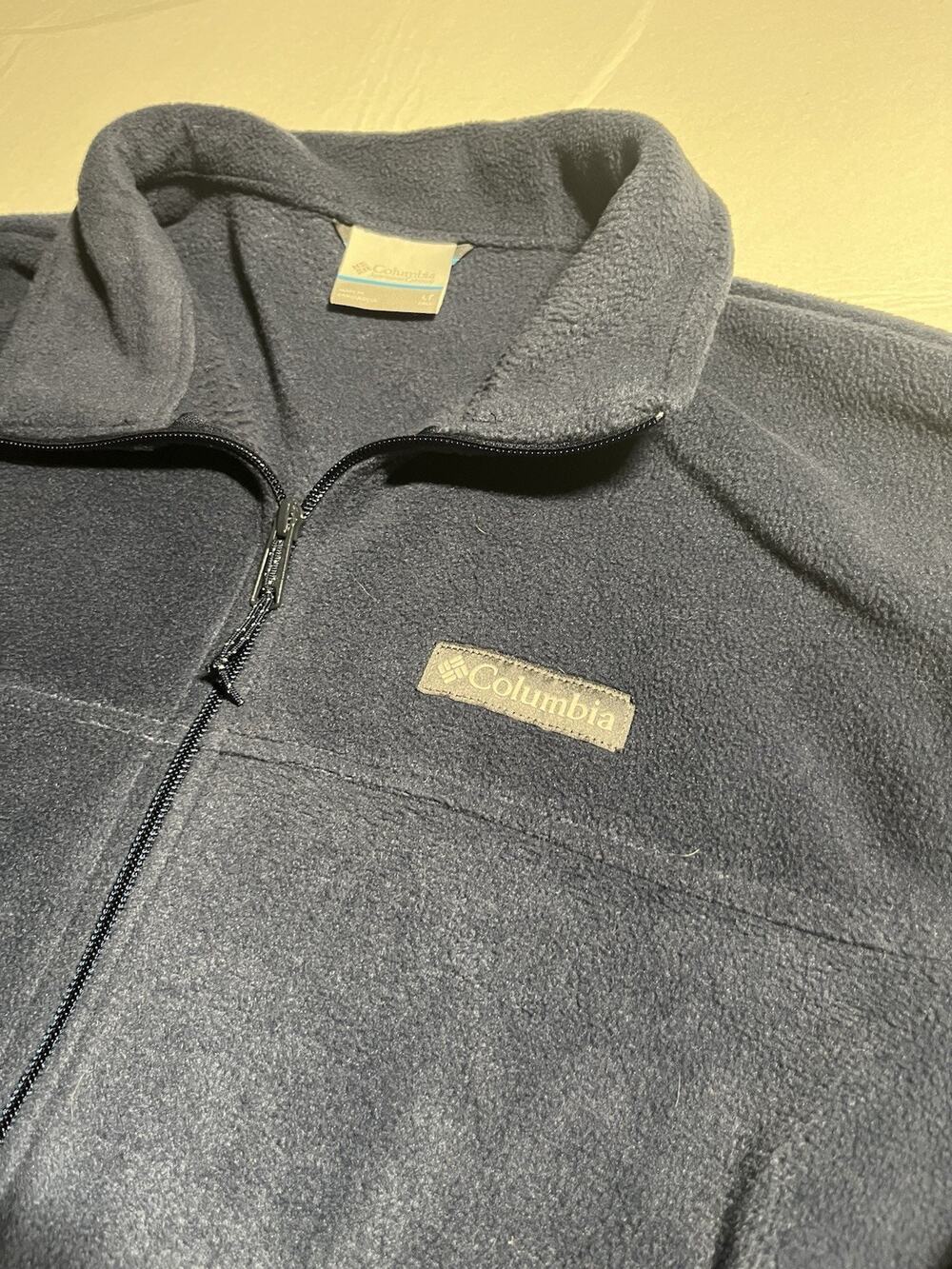 Columbia Fleece Jacket Mens Large Gray Full Zip Outdoor Hiking Zip Pockets